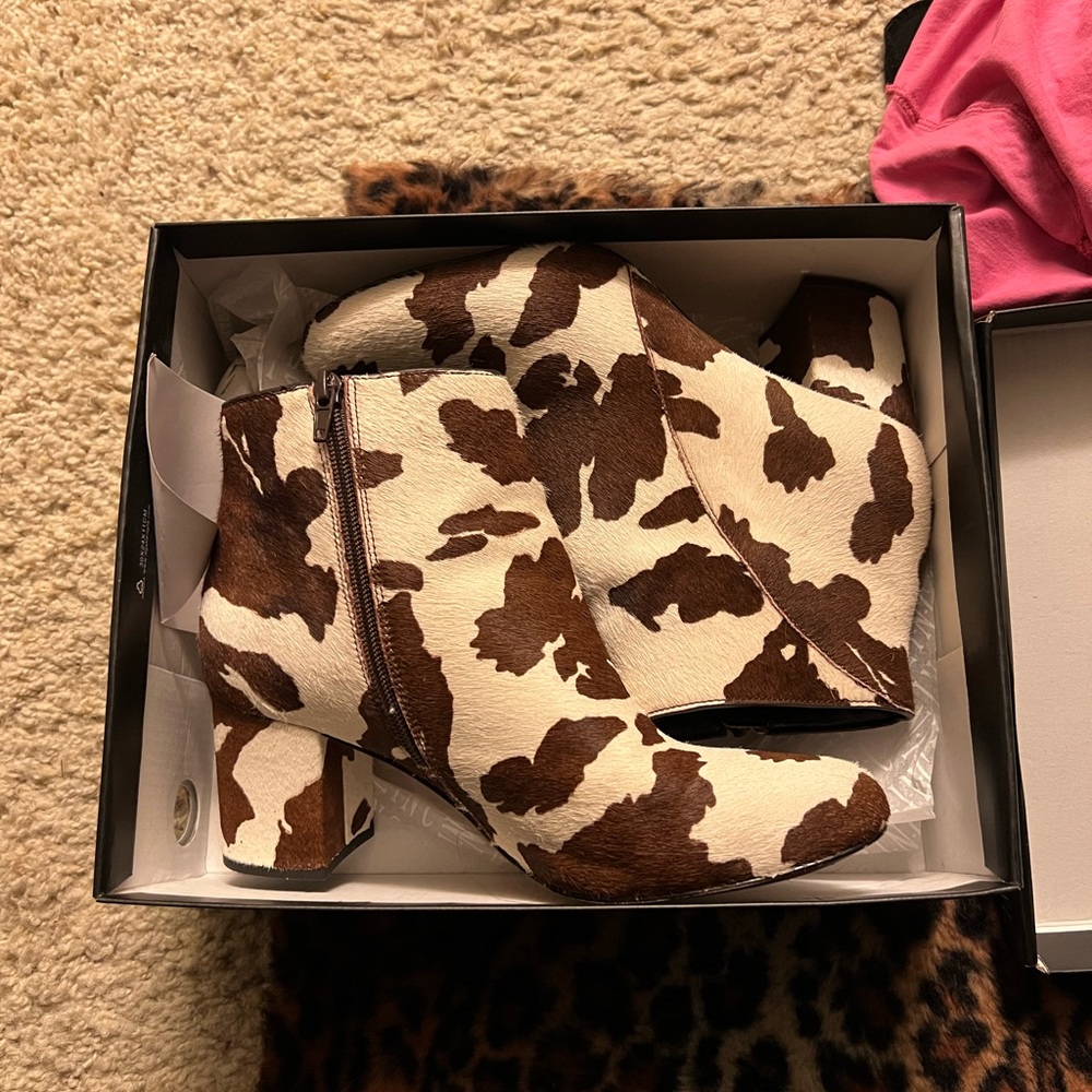 INC cow print boots